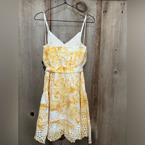 Express Printed Eyelet Mini Dress in Yellow Tie Dye Size Small Women’s - Picture 3 of 15